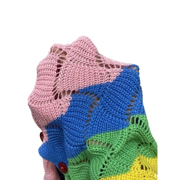 Casual Rainbow Stripe V neck Long Sleeve Multicolor Women Cardigans (Women's) - Picture 5 of 6